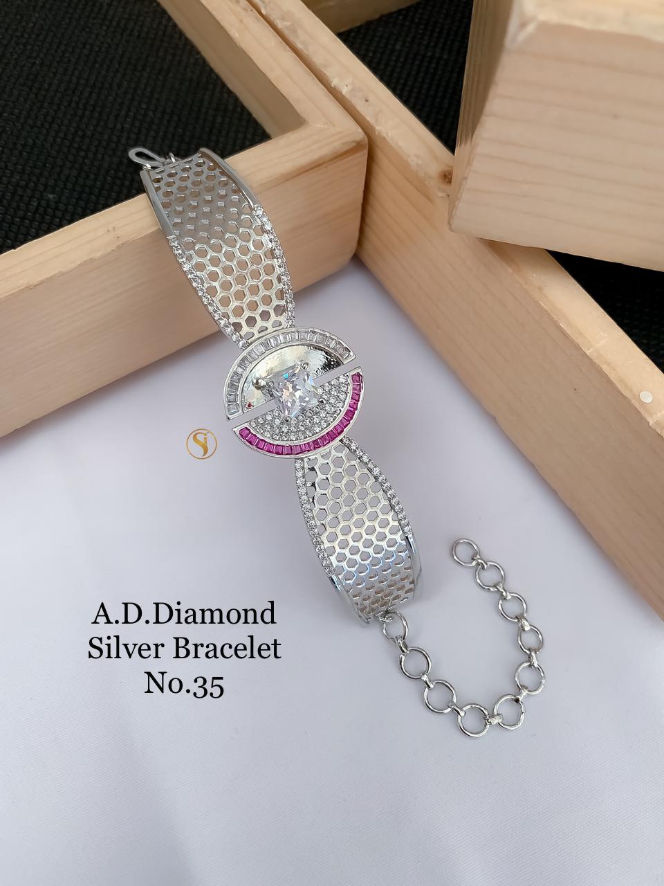 Rose Gold Silver AD Diamond Fancy Bracelets2 Wholesale Online
